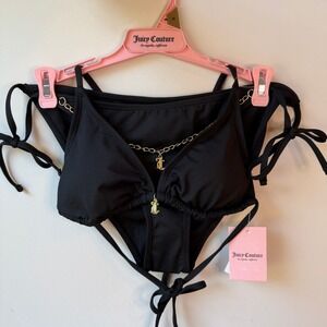 New Juicy Couture M Black Charm Chain Bikini Bathing Suit Swimwear Clothing Cute